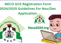 NECO GCE Registration Form 2024